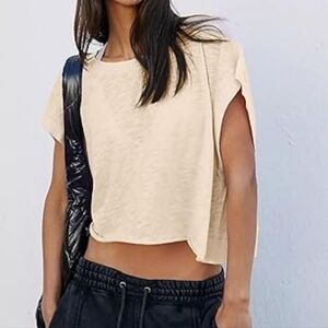Free People Movement Active Crop Top in Pale Yellow Size Medium